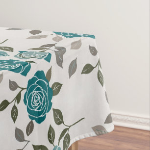 Mantel Rosas Dibujadas En Azules Y Verdes Suaves