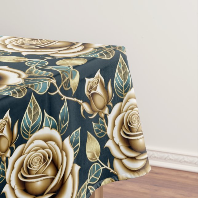Mantel Rosas Doradas Con Acabado Metálico (In Situ)