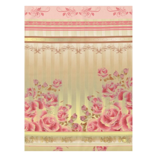 Mantel ROSAS EN ORO ~ Tela de mesa (Anverso)
