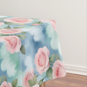 Mantel Rosas en tonos de acuarela de rosa claro y verde