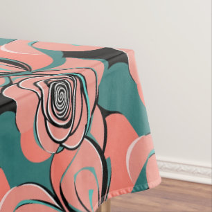 Mantel Rosas geométricas en tonos negros y azul verdoso