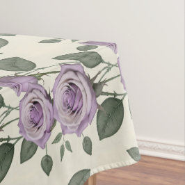 Mantel Rosas Lavanda Con Hojas De Plata Y Verde