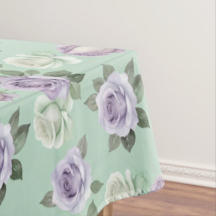 Mantel Rosas Lilas Suaves Y Blancas Con Efectos De Acuare