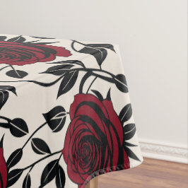 Mantel Rosas minimalistas en negro y rojo intenso sobre c