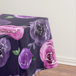 Mantel Rosas morados románticos y acuarelas rosadas flora