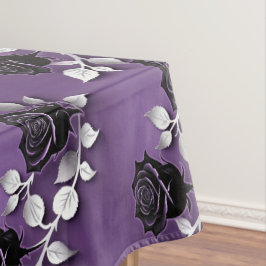 Mantel Rosas Negras Elegantes Con Hojas De Plata