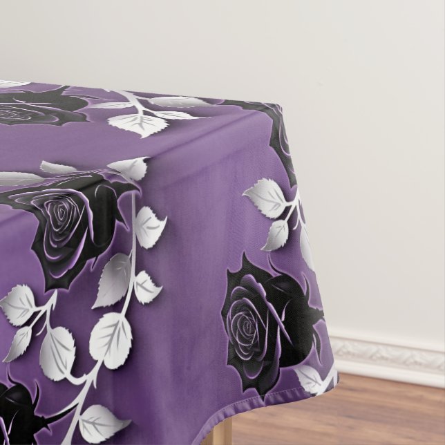 Mantel Rosas Negras Elegantes Con Hojas De Plata (In Situ)