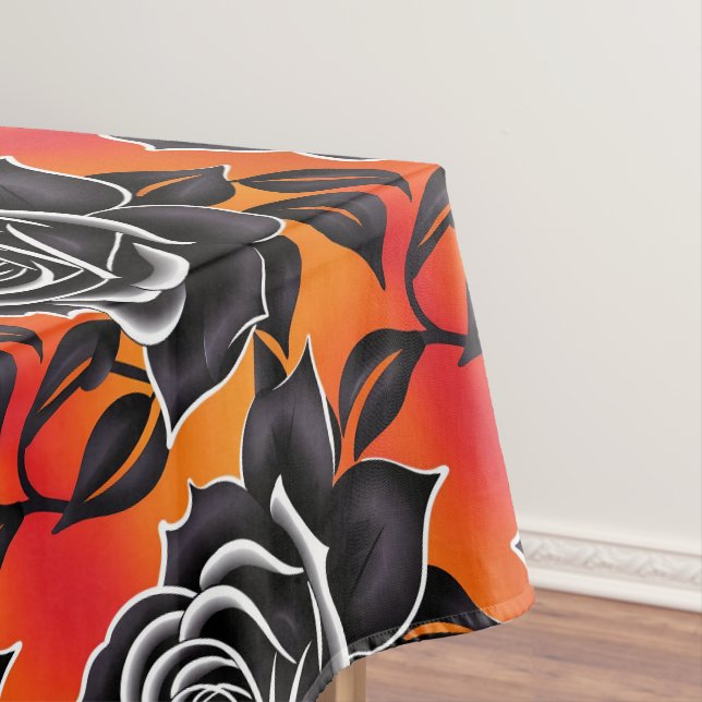 Mantel Rosas negras oscuras con contornos blancos (In Situ)
