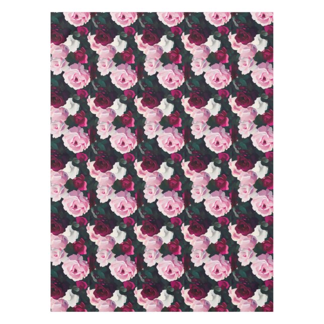 Mantel Rosas pintadas de rosa y rojo (Anverso)