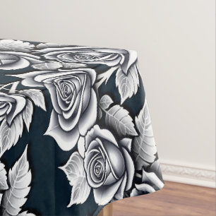 Mantel Rosas Plateadas Metálicas Con Hojas Turquesa