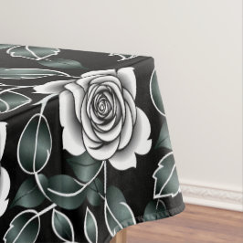 Mantel Rosas Plateadas Metálicas Con Hojas Verde Oscuro