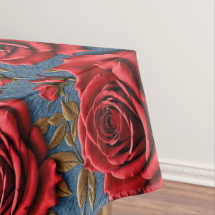 Mantel Rosas Rojas Aterciopeladas