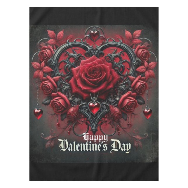 Mantel Rosas rojas góticas día de San Valentín (Anverso)
