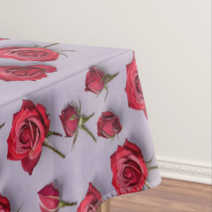 Mantel Rosas Rojas Lujuriosas Con Pétalos Suaves Y Rosado