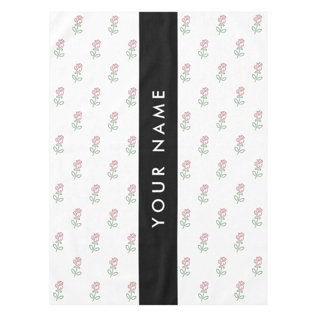 Mantel Rosas Rojas, Patrón De Rosas, Tu Nombre (Anverso)