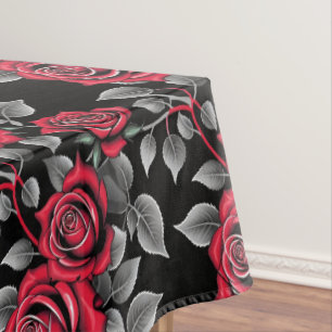 Mantel Rosas Rojas Sobre Un Fondo Negro