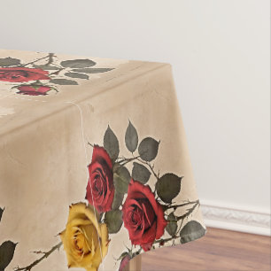 Mantel Rosas rojas y amarillas inspiradas en vintage