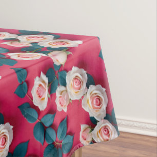 Mantel Rosas Rojas Y Blancas