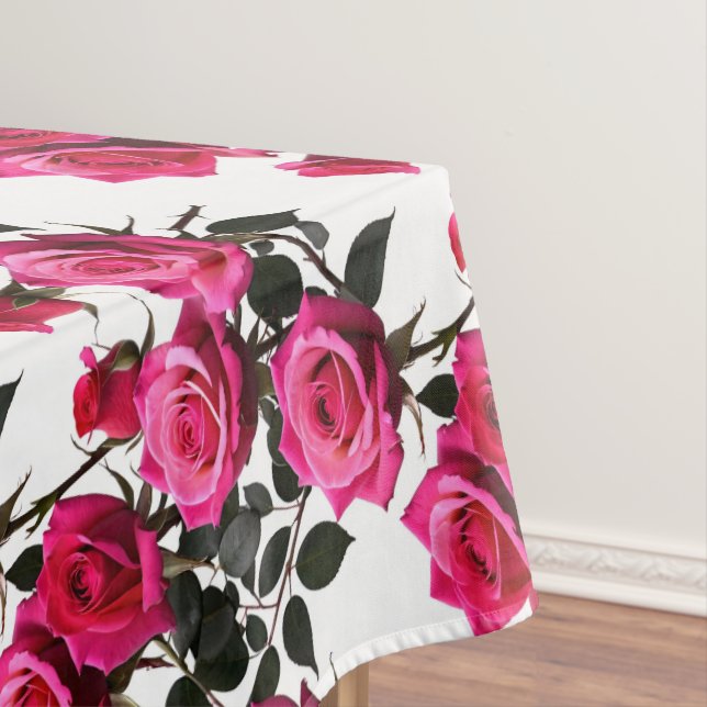 Mantel Rosas rojas y rosadas agrupadas sobre un fondo bla (In Situ)