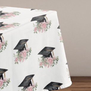 Mantel Rosas Rosadas Modernas Gorra de Graduación Negra G