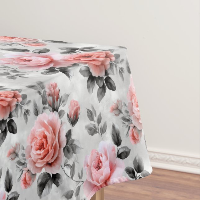 Mantel Rosas rosadas sobre gris (In Situ)