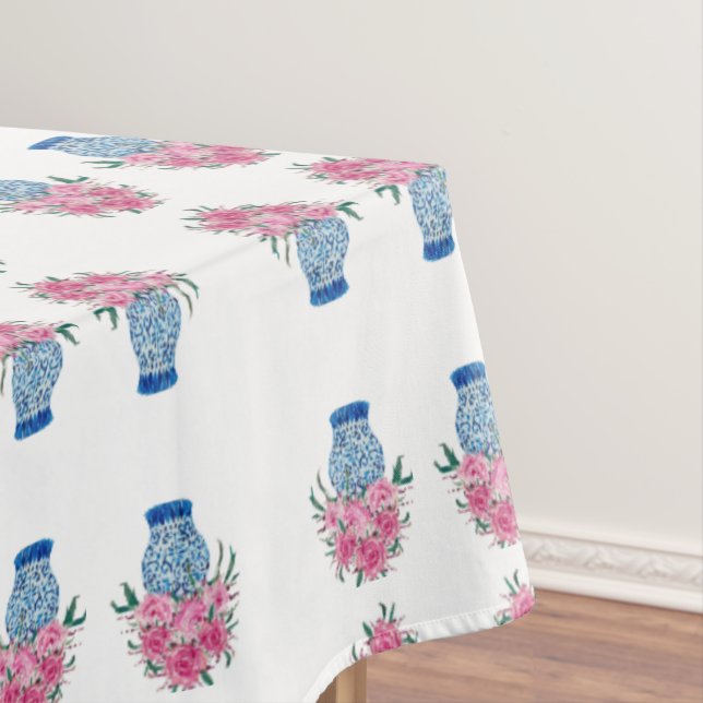 Mantel Rosas Rosas Blue Ginger Jars Jar Tablecloth (In Situ)