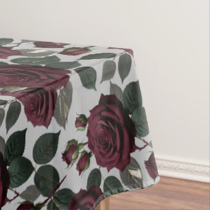 Mantel Rosas Terciopelo Como Burdeos Oscuro Con Hojas Ver
