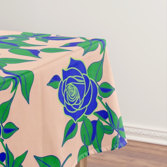 Mantel Roses In Striking Electric Blue With Green Leaves (In Situ)
