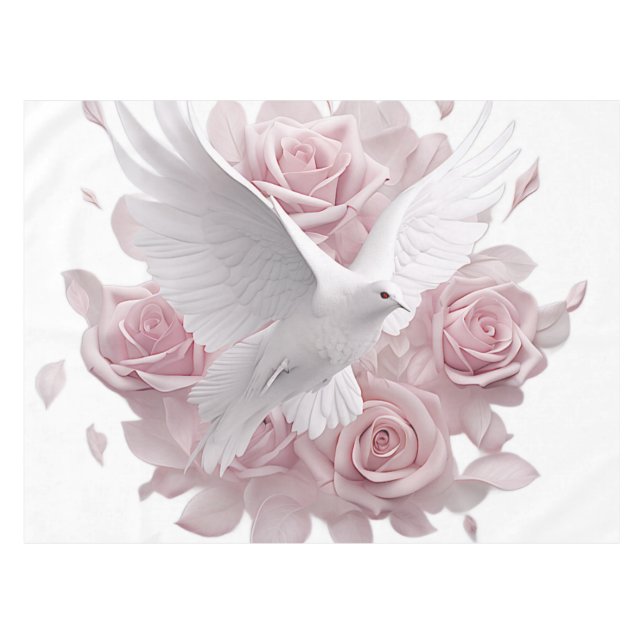 Mantel Roses rosas y palomas (Frente (Horizontal))