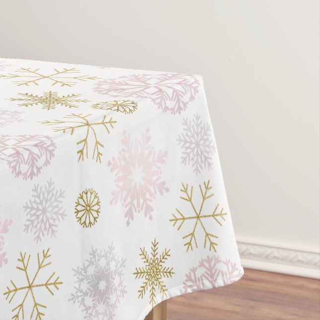 Mantel Rubor Snowflake Winter Baby Shower Tablecloth (In Situ)