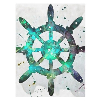 Mantel Rueda del capitán en colores del océano verde azul