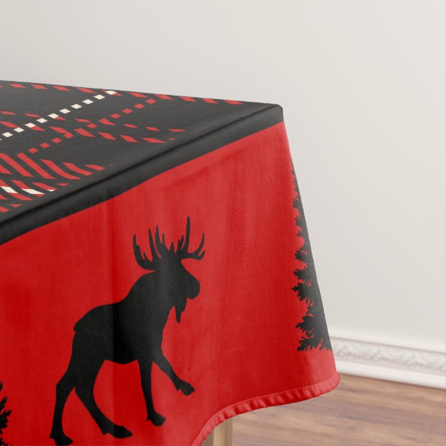 Mantel Rustic Cabin Red Plaid Black Moose Trees (In Situ)