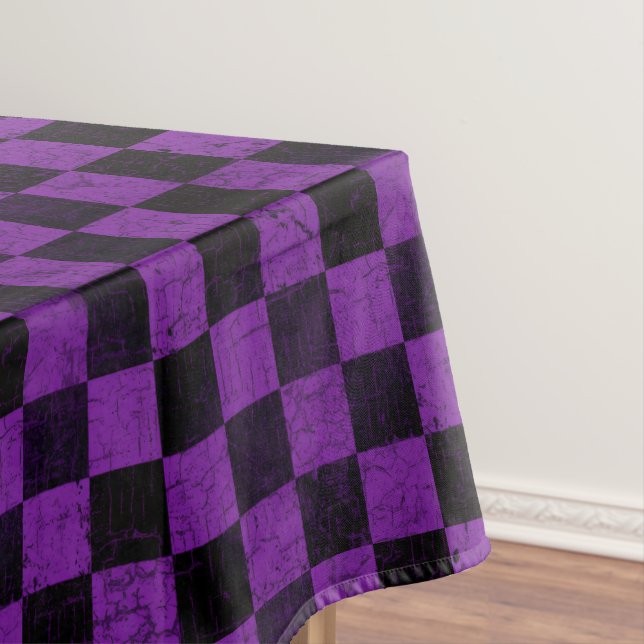 Mantel Rustic Checks, Purple and Black (In Situ)