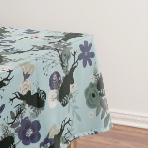 Mantel Rustic Deer Head Blue Floral Moderno Baby Shower