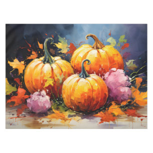 Mantel Rústica Calabaza de otoño coloridas hojas de otoño