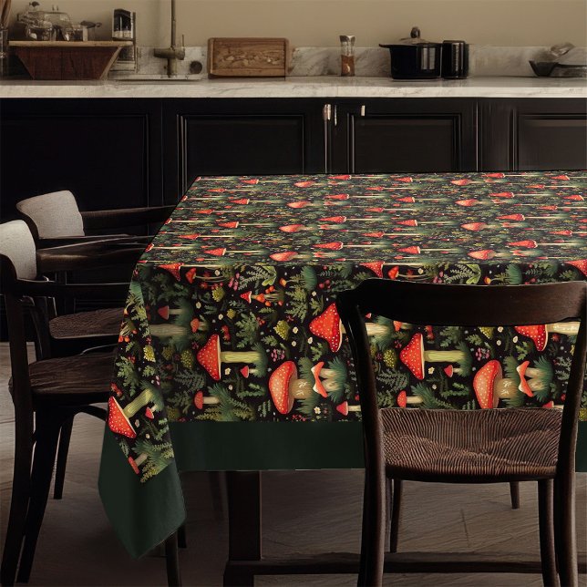 Mantel rústico con champiñones y helechos (Rustic Aesthetic Tablecloth Mushrooms & Ferns)