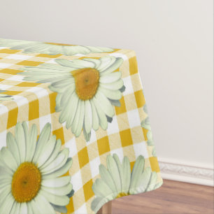 Mantel Rústico Daisy Amarillo Floral Gingham Patrón