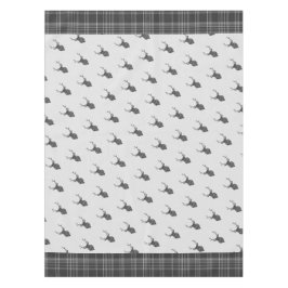 Mantel Rústico Gris Tartán Y Stag Head Antler