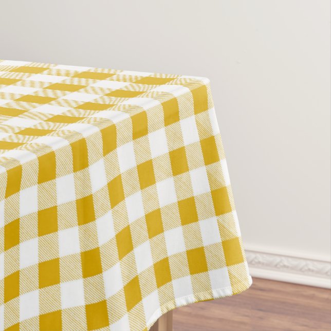 Mantel Rústico Mustard Yellow Gingham Buffalo Plaid (In Situ)