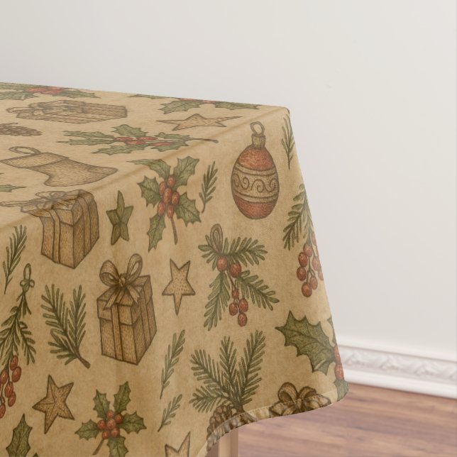 Mantel Rústico, patrón navideño vintage (In Situ)
