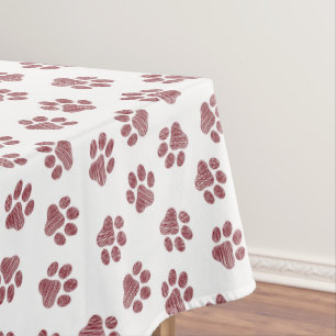 Mantel Rutas de perro, garras de perro, patas de borgoña
