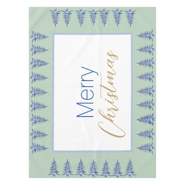 Mantel Sage Blue Pagoda Christmas Tree Tablecloth (Anverso)