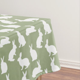 Mantel Sage Green And White Bunny Pattern Cute Easter