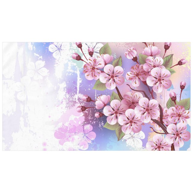 Mantel Sakura rosa sobre fondo de pintura (Frente (Horizontal))