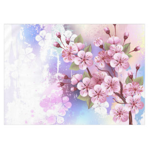 Mantel Sakura rosa sobre fondo de pintura