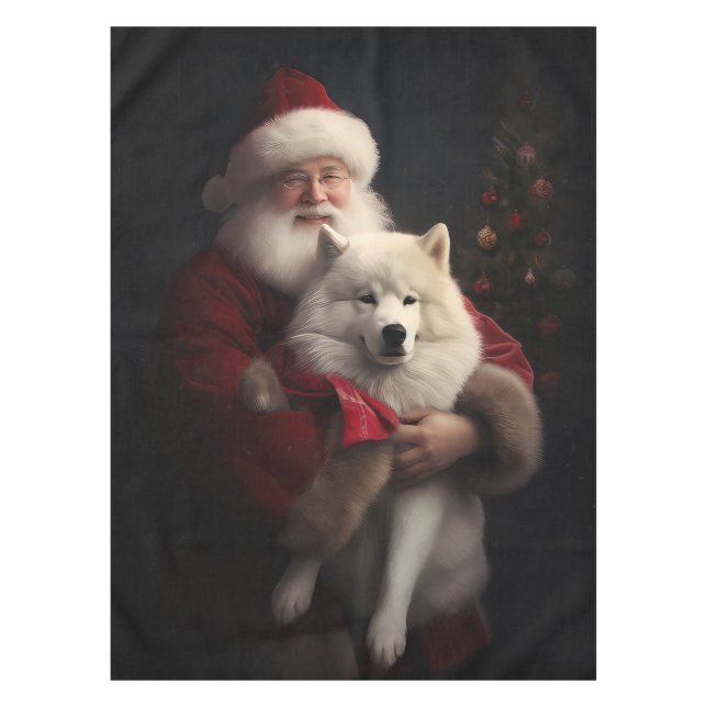 Mantel Samoyed Con Navidades De La Festividad De Santa Cl (Anverso)