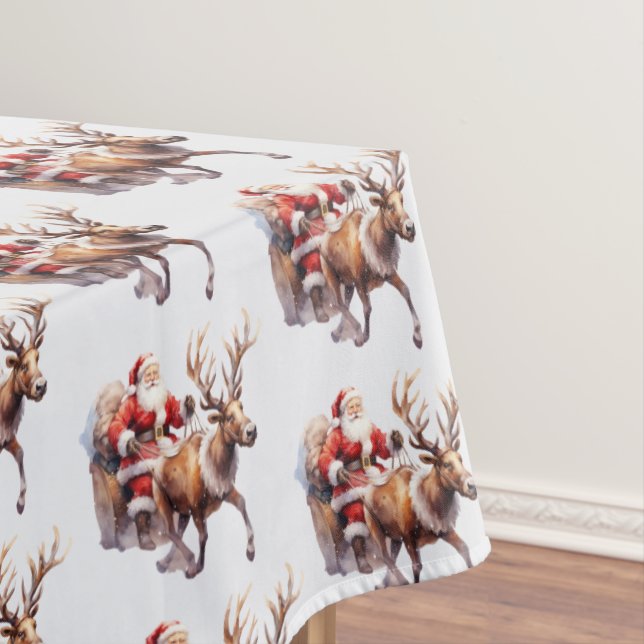 Mantel Santa Cláusula con un reno tirando de su trineo (In Situ)
