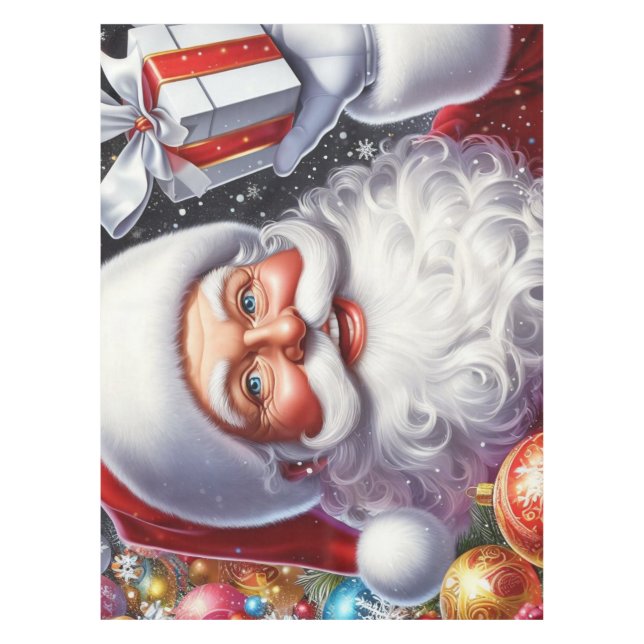 Mantel Santa con regalo y adornos (Anverso)