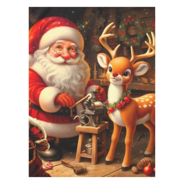 Mantel Santa y reno (Anverso)