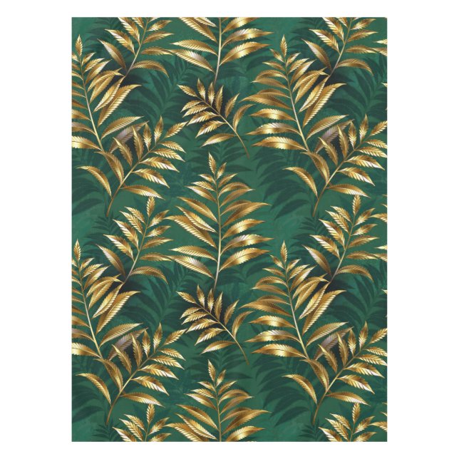 Mantel Seamless pattern with golden ferns (Anverso)